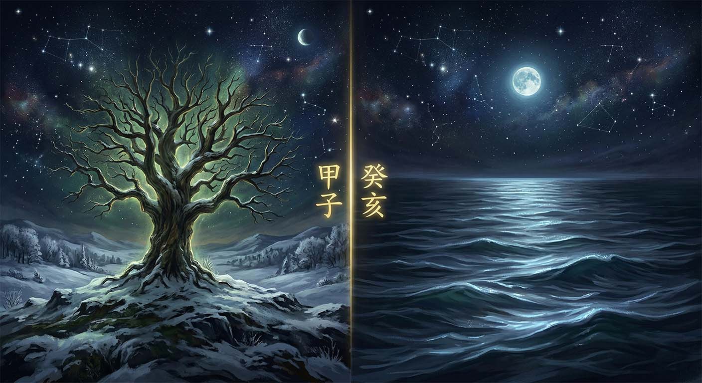 갑자일주 나무와 계해일주 바다 — 일주별 오행 상징